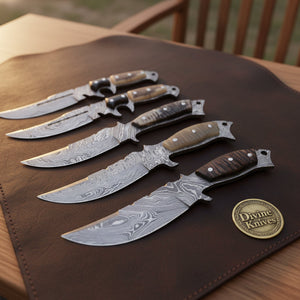 Full Tang Damascus Skinner Knife Set for Hunting