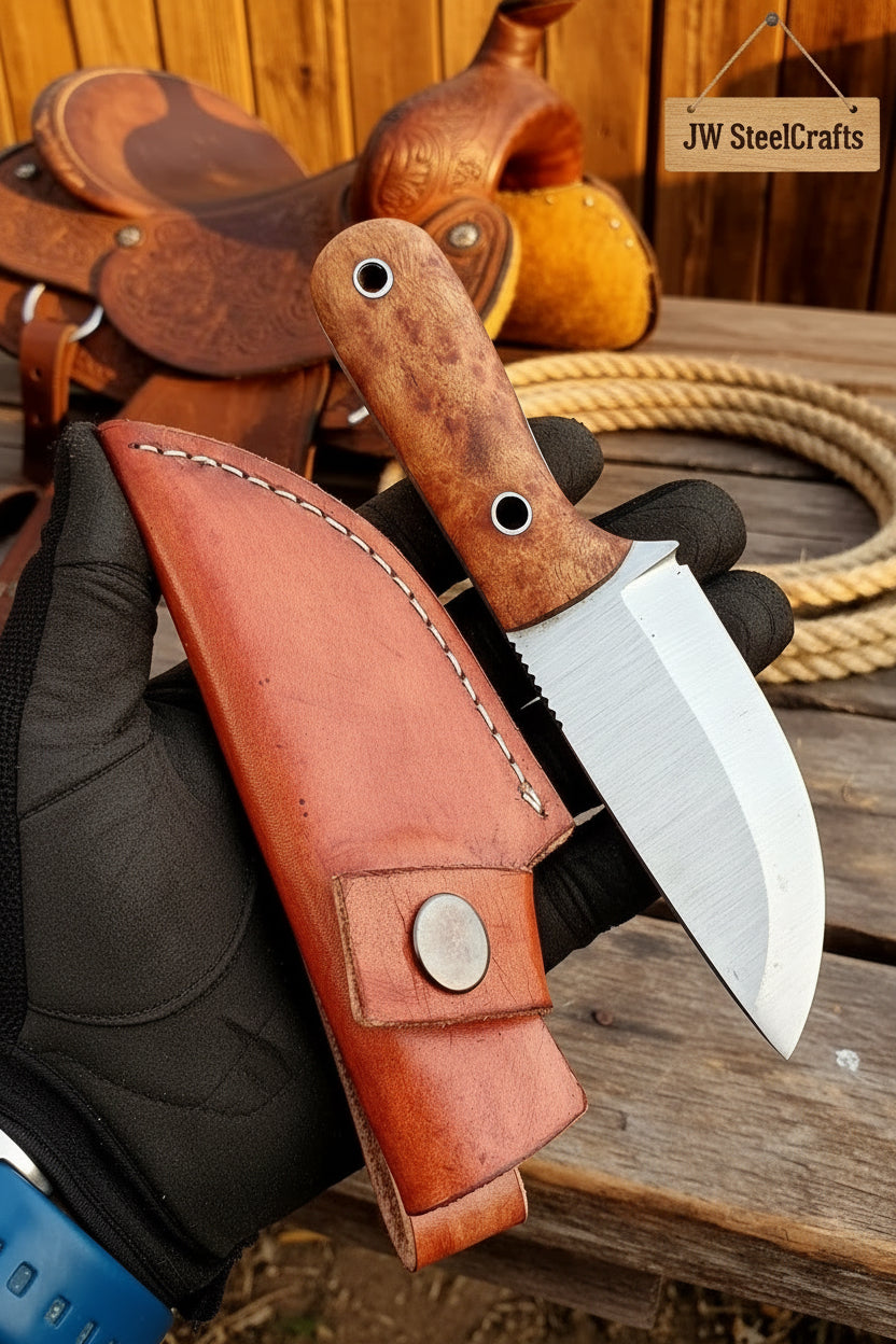 Woodgrain Trail Skinner Knife 7.5" by JW SteelCrafts