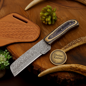 Dual-Tone Pakkawood Bone Bull Cutter with Stacked Handle Design by Divine Knives