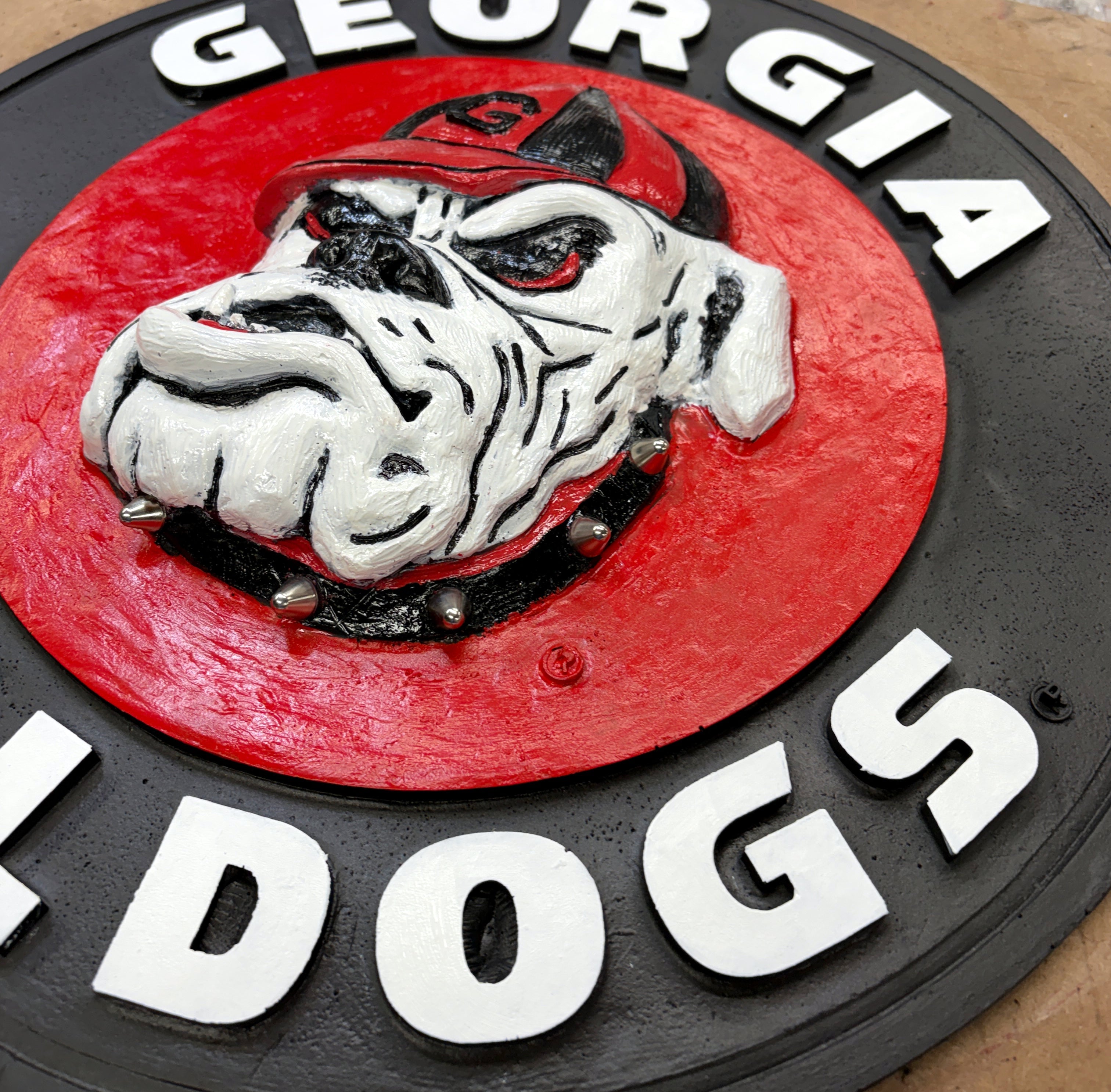 Georgia Bulldogs 3D Wall Sign with Spiked Collar alternate view 2