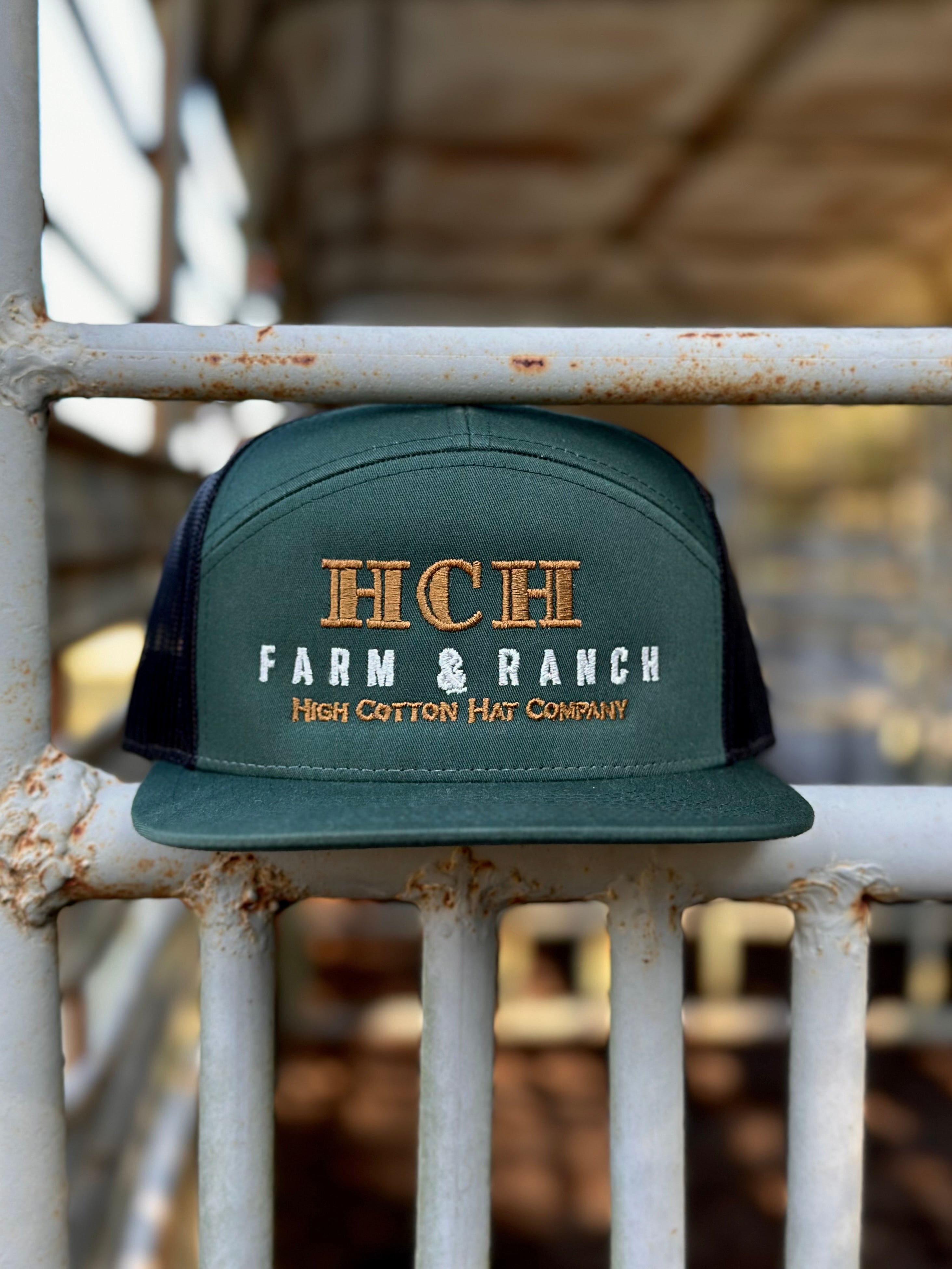 HCH Farm & Ranch Green 7-Panel Hat by High Cotton Hat Co in Texas