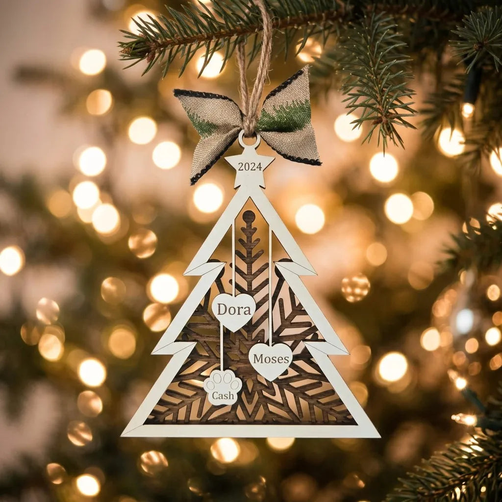 Personalized Family Tree Ornament detail view by EverLee Creations