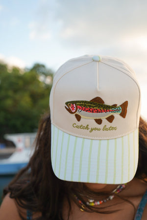 Catch You Later - Green Stripe Hat by KenzKustomz — product view 3