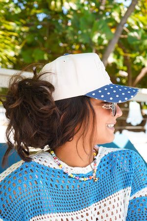 Beach Bum - Navy Polka Dot Hat by KenzKustomz — product view 3
