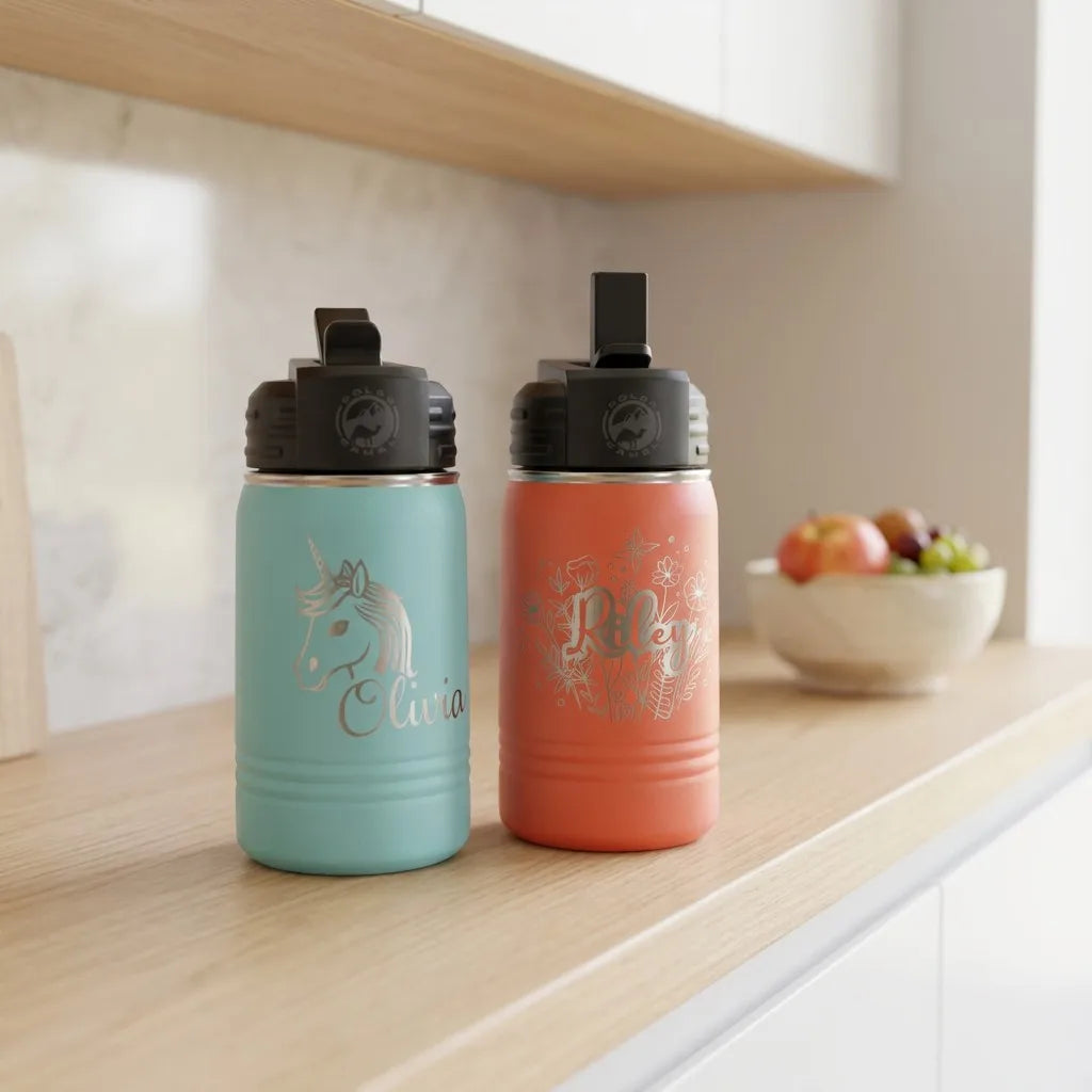 Personalized Kids Water Bottle with Straw by EverLee Creations