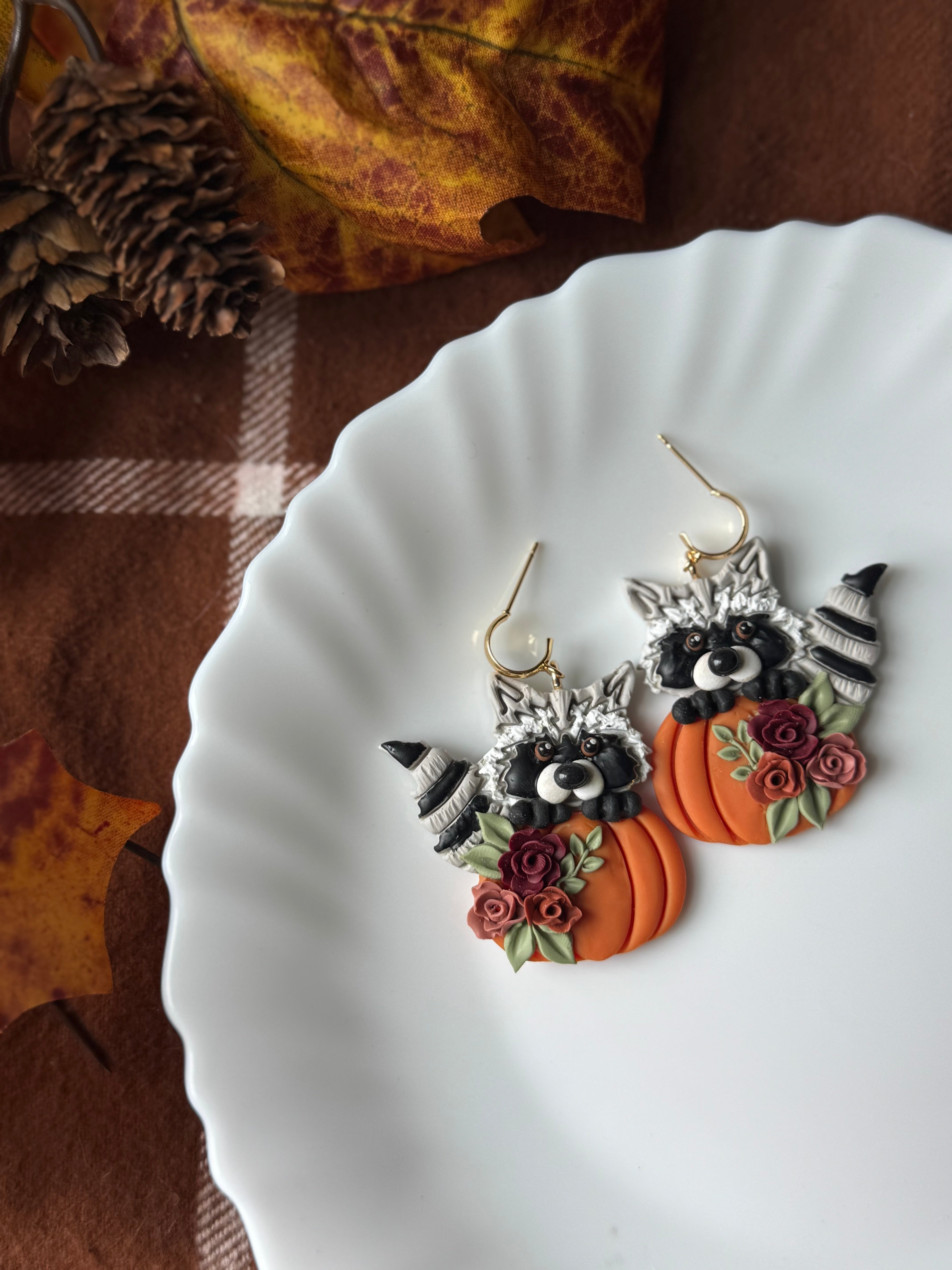 Harvest Bandit handmade polymer clay earrings by Shop Something Earthy — view 1 of 2