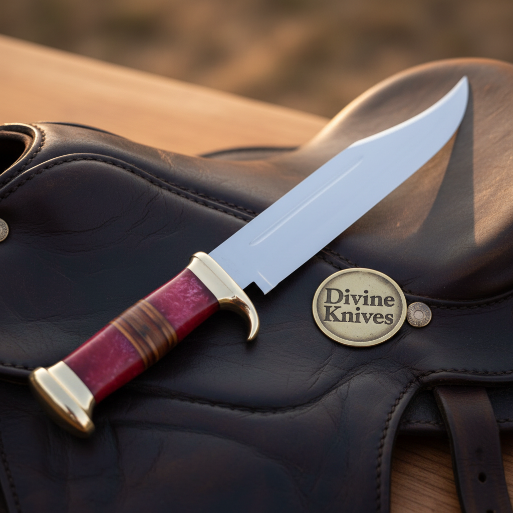 D2 Steel Razor Sharp Bowie with Red Handle product detail, view 2