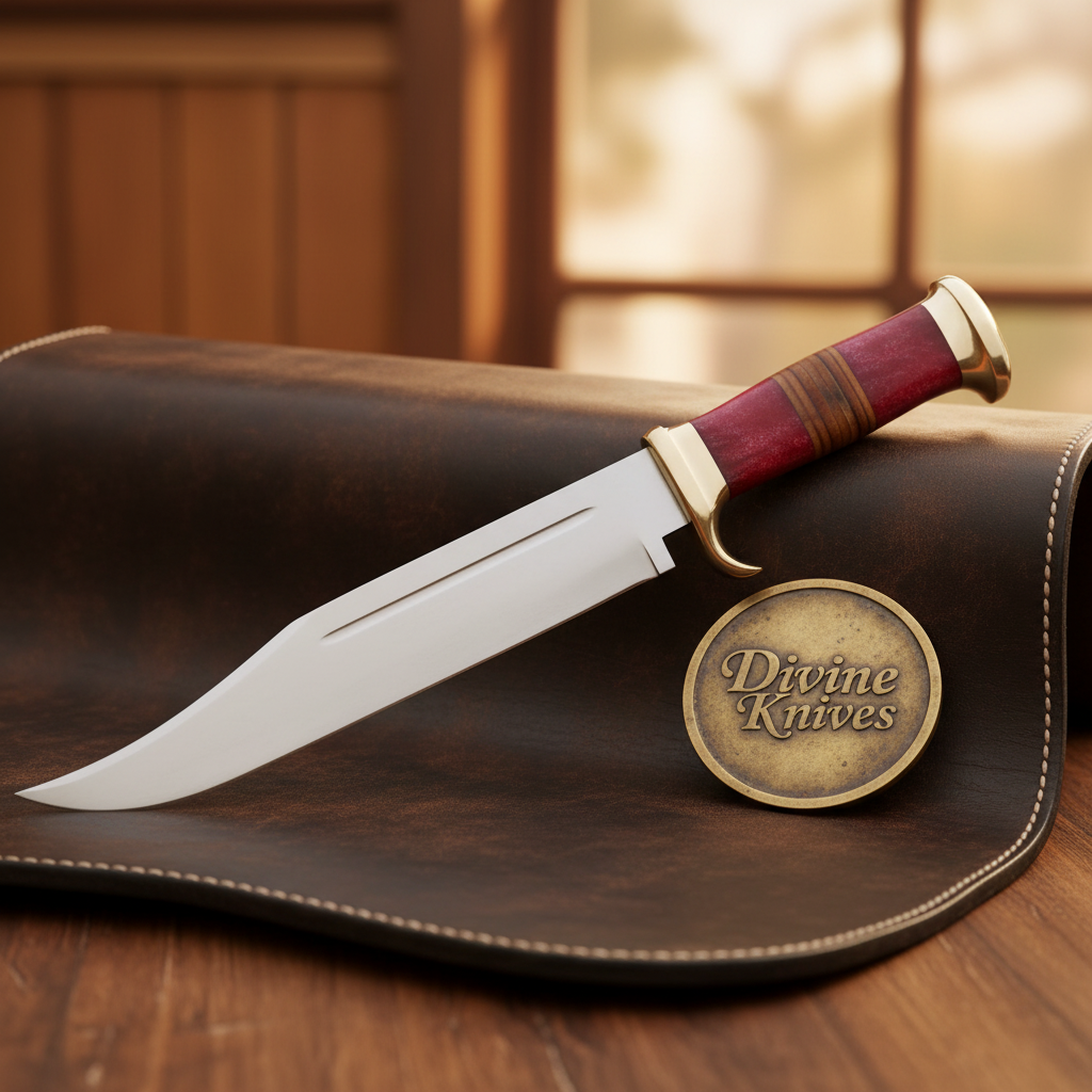 D2 Steel Razor Sharp Bowie with Red Handle product detail, view 3