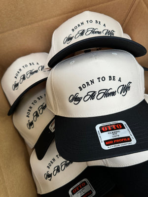 Born To Be A Stay At Home Wife - Black Vintage Trucker Hat detail view by KenzKustomz