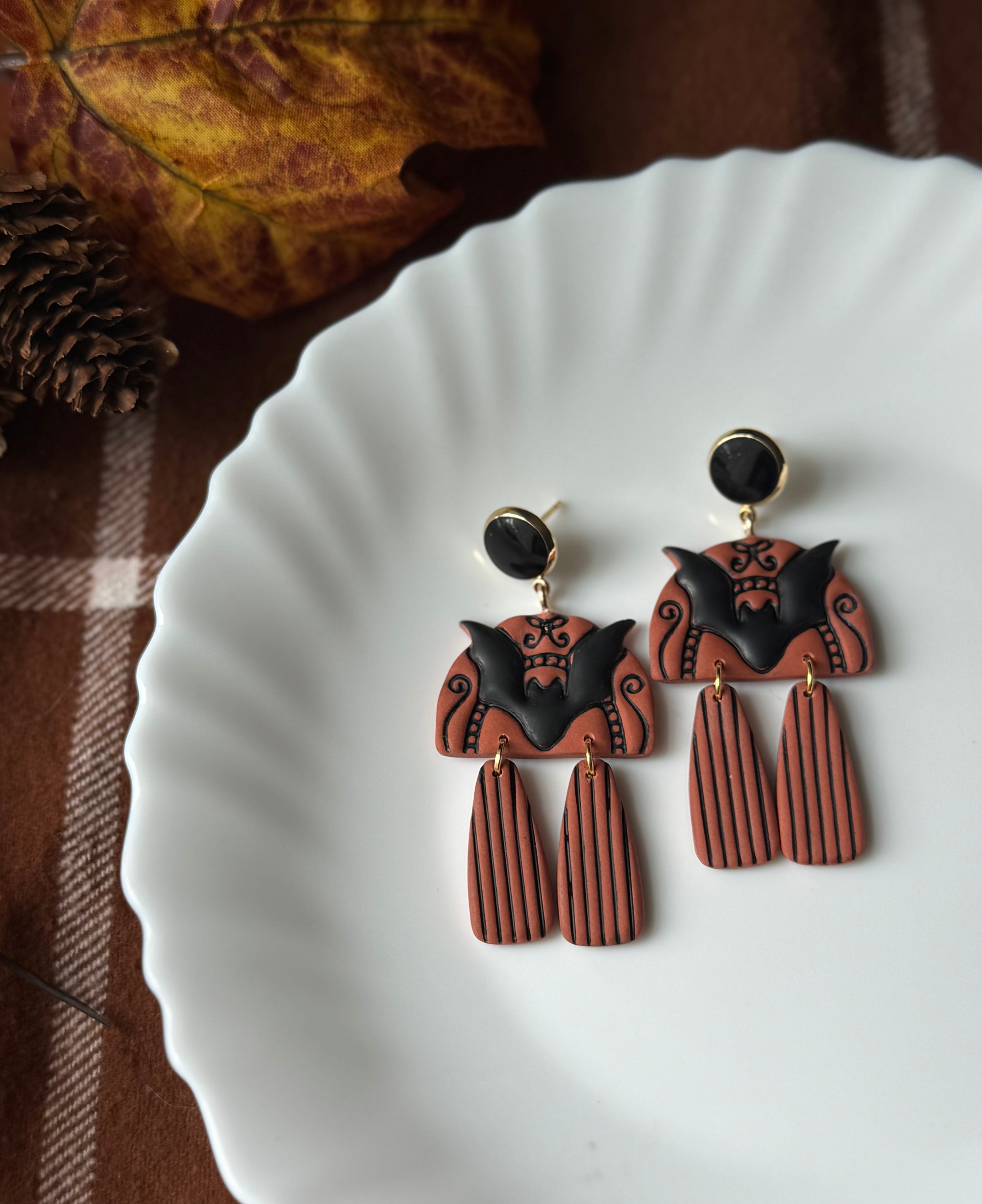 After Dusk Cinnamon handmade polymer clay earrings by Shop Something Earthy — view 1 of 2