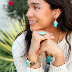 Agave Turquoise and Bronze Statement Cuff Bracelet detail view by Barse Jewelry