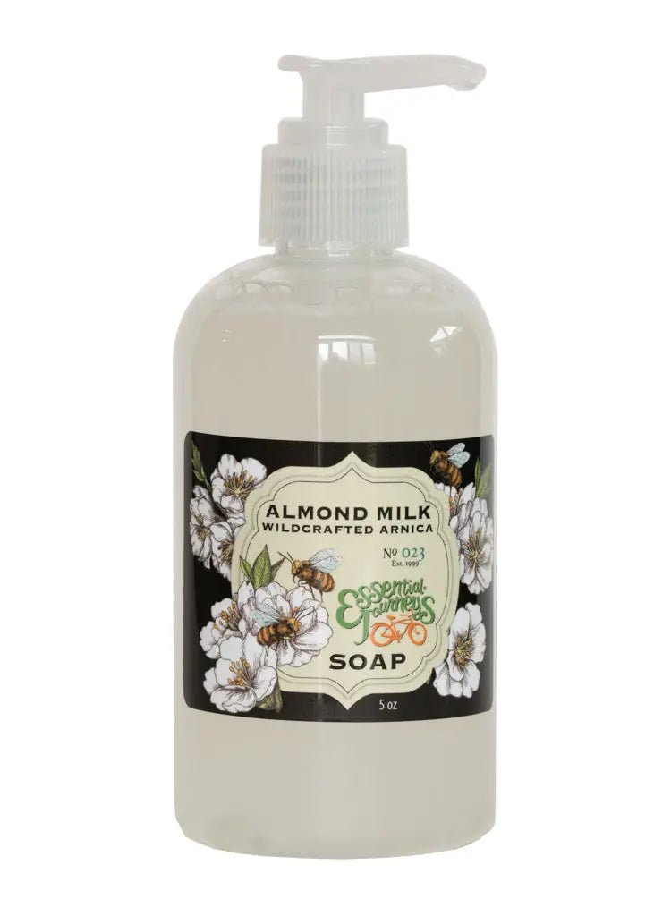 ALMOND MILK with WILDCRAFTED ARNICA Liquid Hand & Body Soap 8 oz. by Essential Journeys, natural skincare main product photo