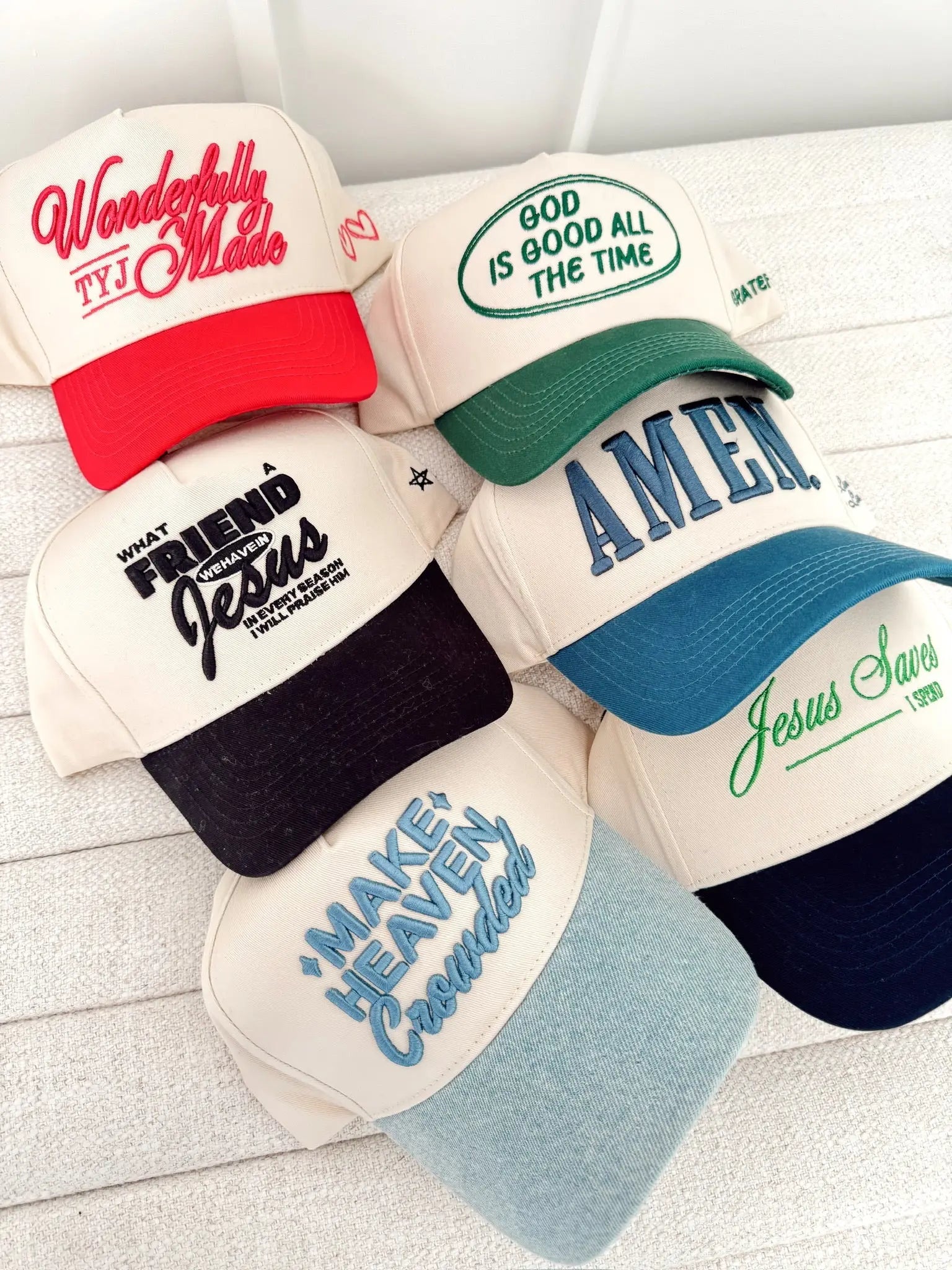 AMEN. - Slate Blue Vintage Trucker Hat by KenzKustomz, Southern lifestyle apparel detail photo 8