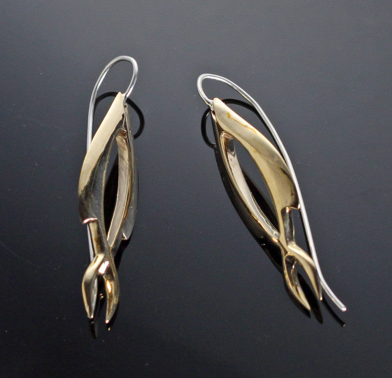 Bronze Open Fish Earrings with Sterling Silver Wires by Anisa Jewelry