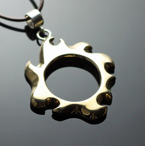Bronze Sun and Waves Pendant with Sterling Silver Bail by Anisa Jewelry