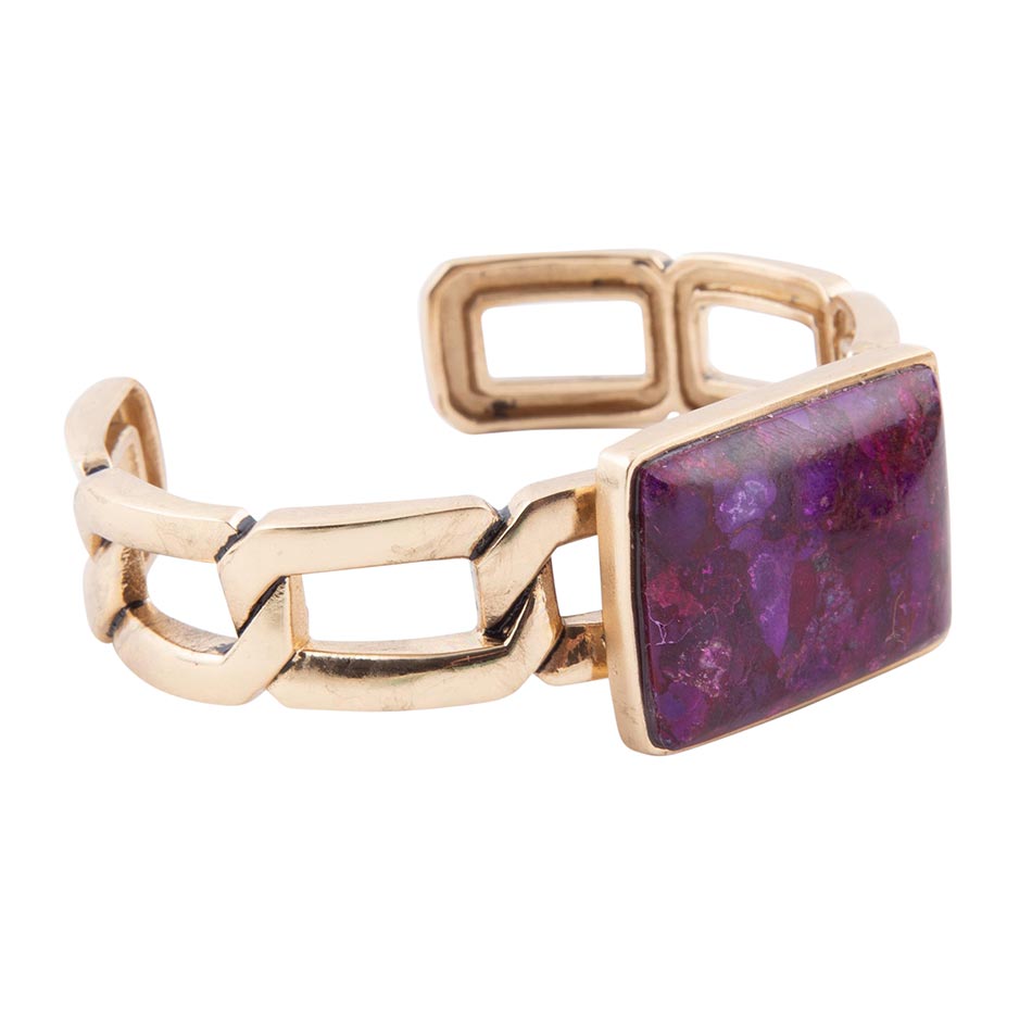 Purple Turquoise Golden Cuff Bracelet by Barse Jewelry