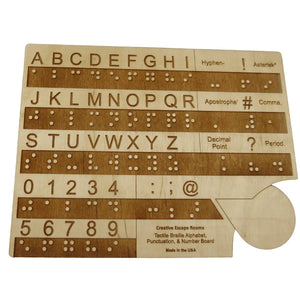 Advanced Braille Alphabet Number and Punctuation Learning Board by Creative Escape Rooms, educational toys main product photo