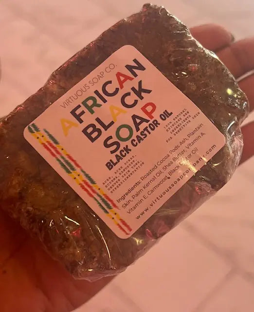 African Black Soap by Virtuous Soap Company, natural skincare detail photo 2