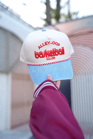 Alley Oop Basketball Club - Denim Vintage Trucker Hat by KenzKustomz, Southern lifestyle apparel main product photo