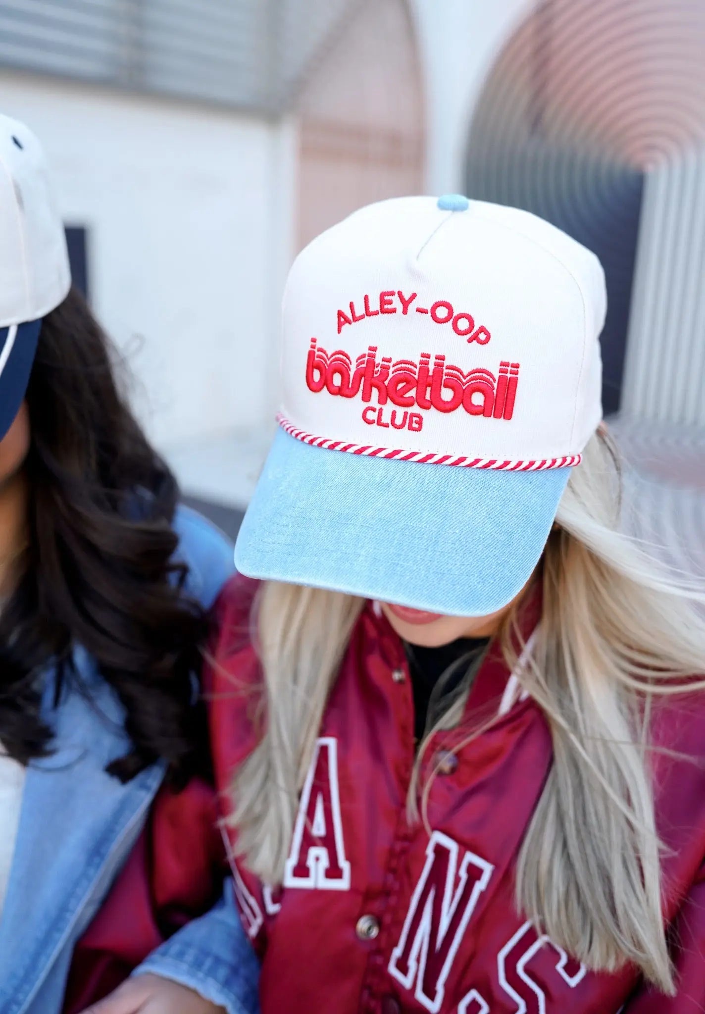 Alley Oop Basketball Club - Denim Vintage Trucker Hat by KenzKustomz, Southern lifestyle apparel detail photo 2