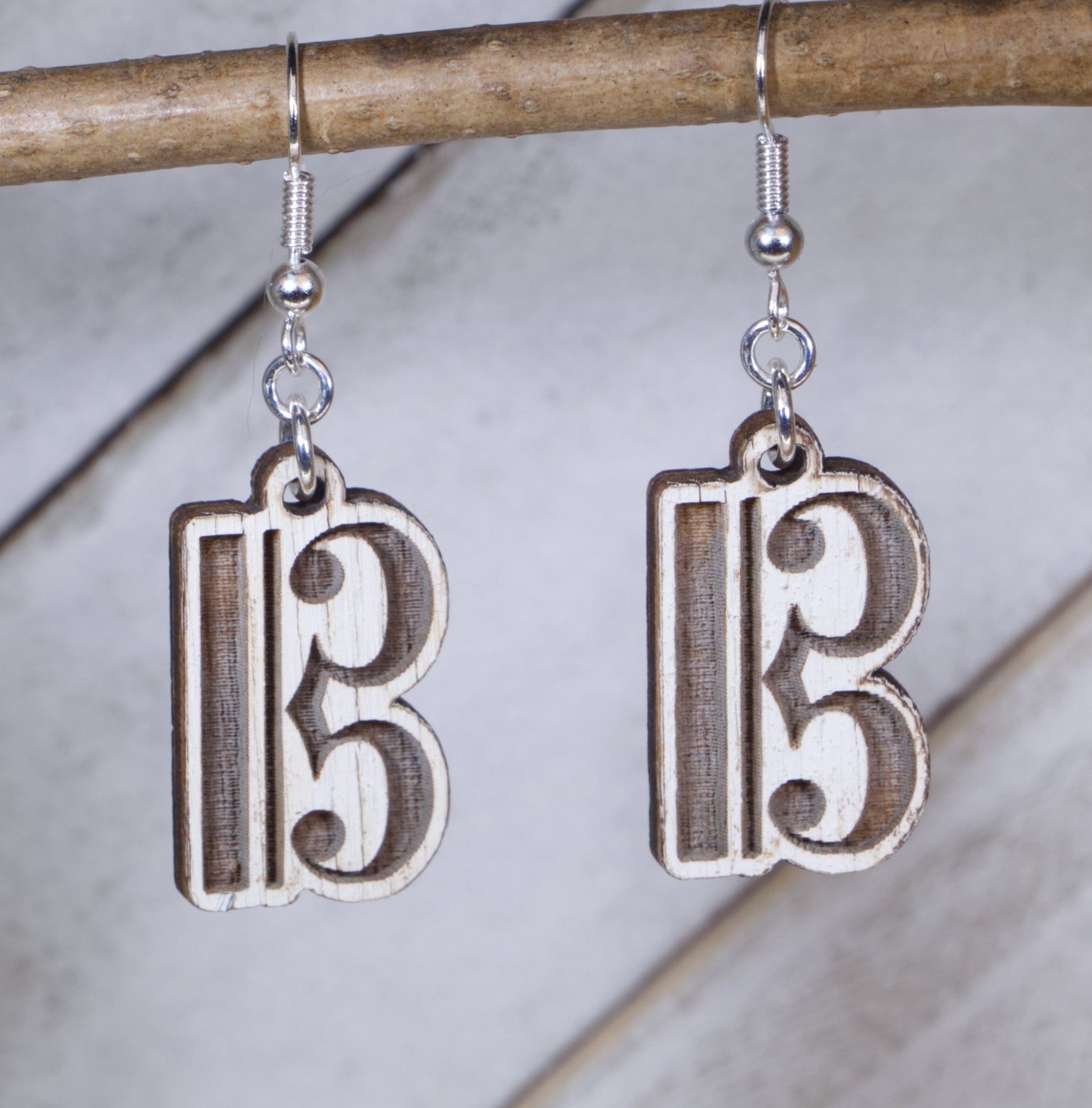Alto Clef Wooden Dangle Earrings | Viola Music Jewelry Gift by Cate's Concepts, LLC, handmade jewelry main product photo