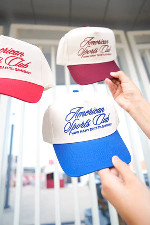 American Sports Club Vintage Trucker Hat by KenzKustomz, Southern lifestyle apparel detail photo 15