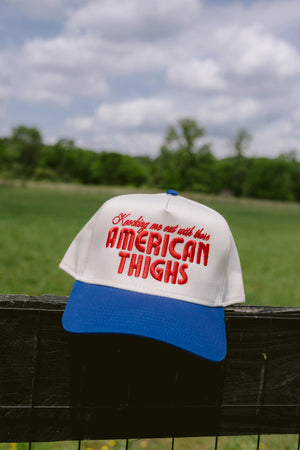 American Thighs - Royal Blue Vintage Trucker Hat by KenzKustomz, Southern lifestyle apparel main product photo