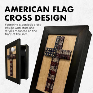 American Flag Cross Decorative Wall-Mounted Secure Gun Cabinet by Bellewood Designs, Southern home decor detail photo 7