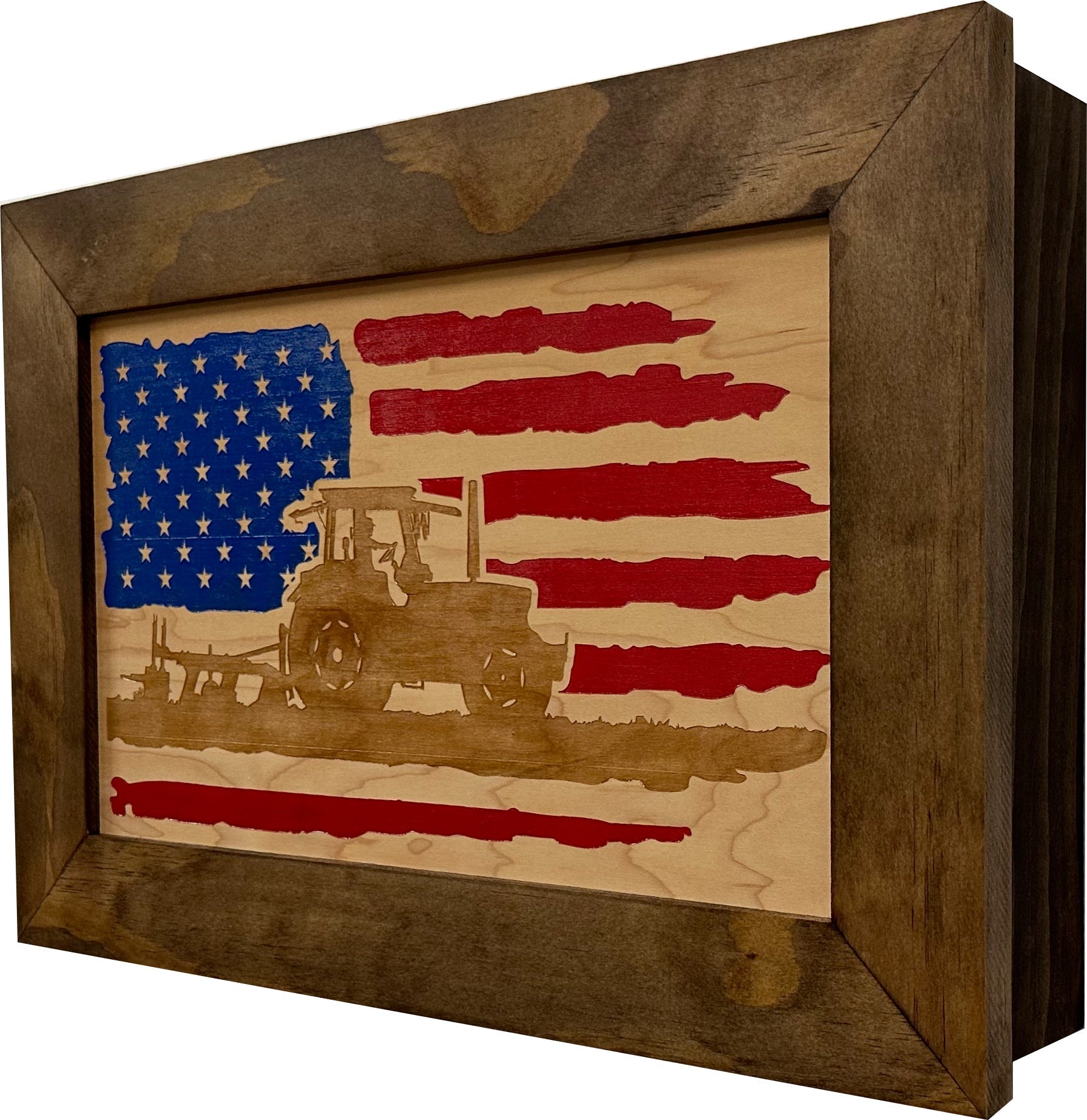 Locking Gun Cabinet Wall Mounted with American Flag and Farmer Patriotic Decorative Front by Bellewood Designs, Southern home decor detail photo 8