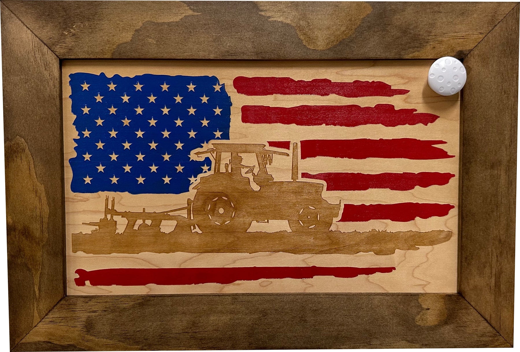 Locking Gun Cabinet Wall Mounted with American Flag and Farmer Patriotic Decorative Front by Bellewood Designs, Southern home decor detail photo 3