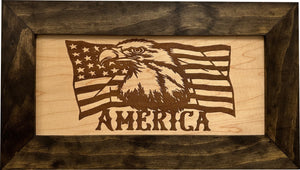 American Flag with Bald Eagle Patriotic Decorative Wall-Mounted Secure Gun Cabinet by Bellewood Designs, Southern home decor detail photo 3