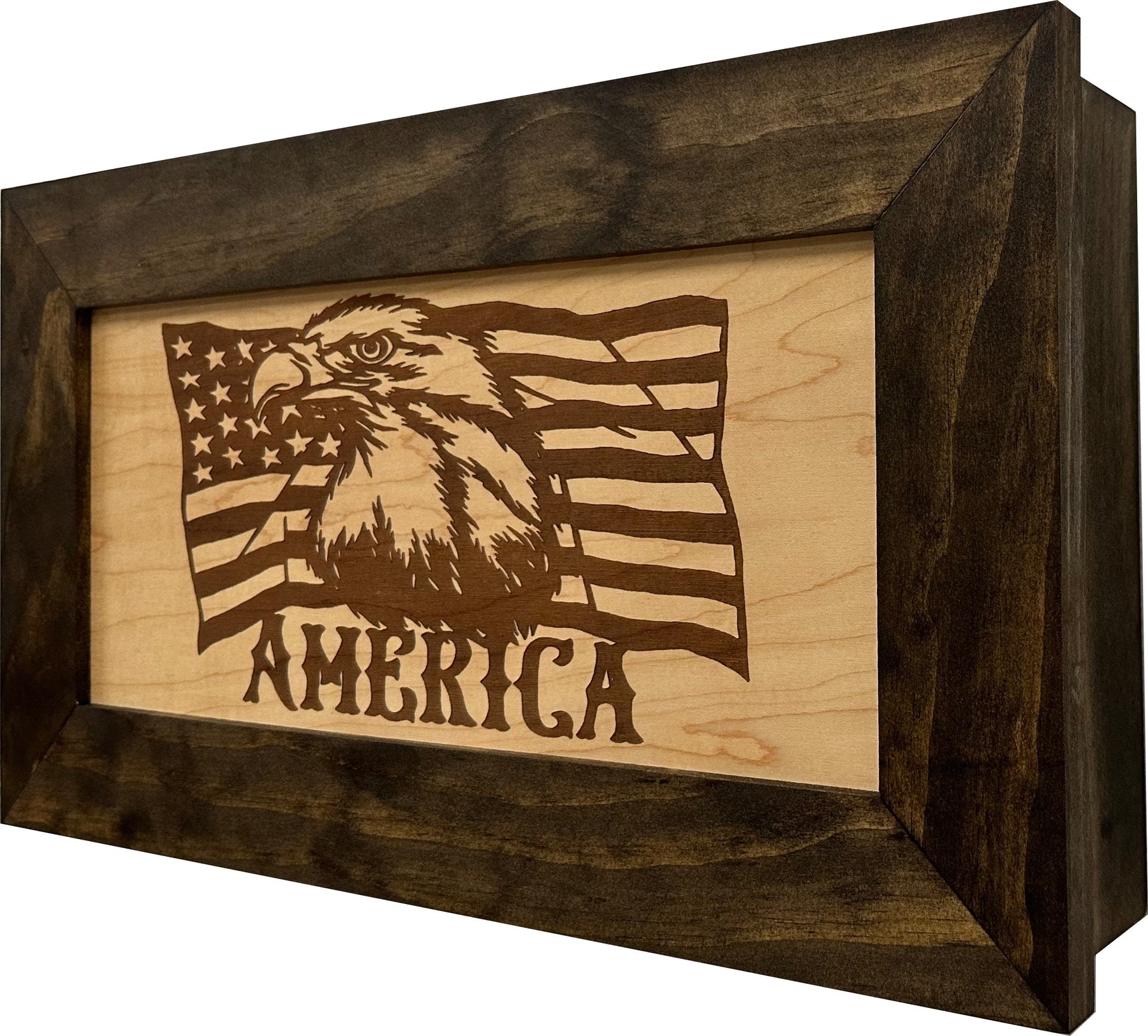 American Flag with Bald Eagle Patriotic Decorative Wall-Mounted Secure Gun Cabinet by Bellewood Designs, Southern home decor detail photo 9