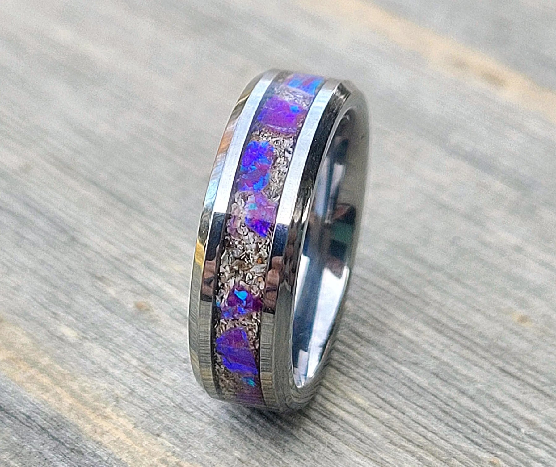 Amethyst Opal & Ashes Ring by Cotton Street Art Company, handmade jewelry detail photo 5