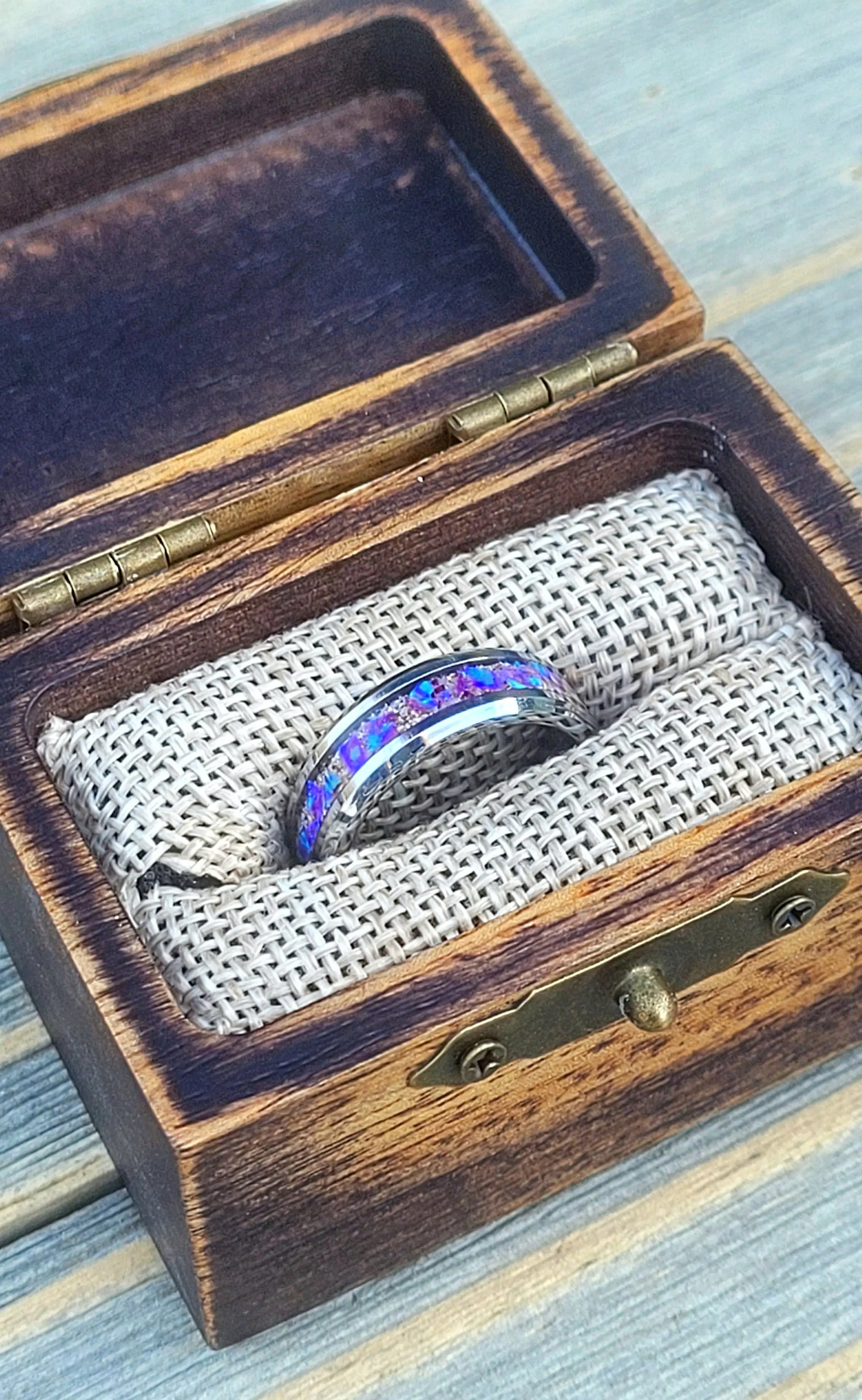 Amethyst Opal & Ashes Ring by Cotton Street Art Company, handmade jewelry detail photo 8