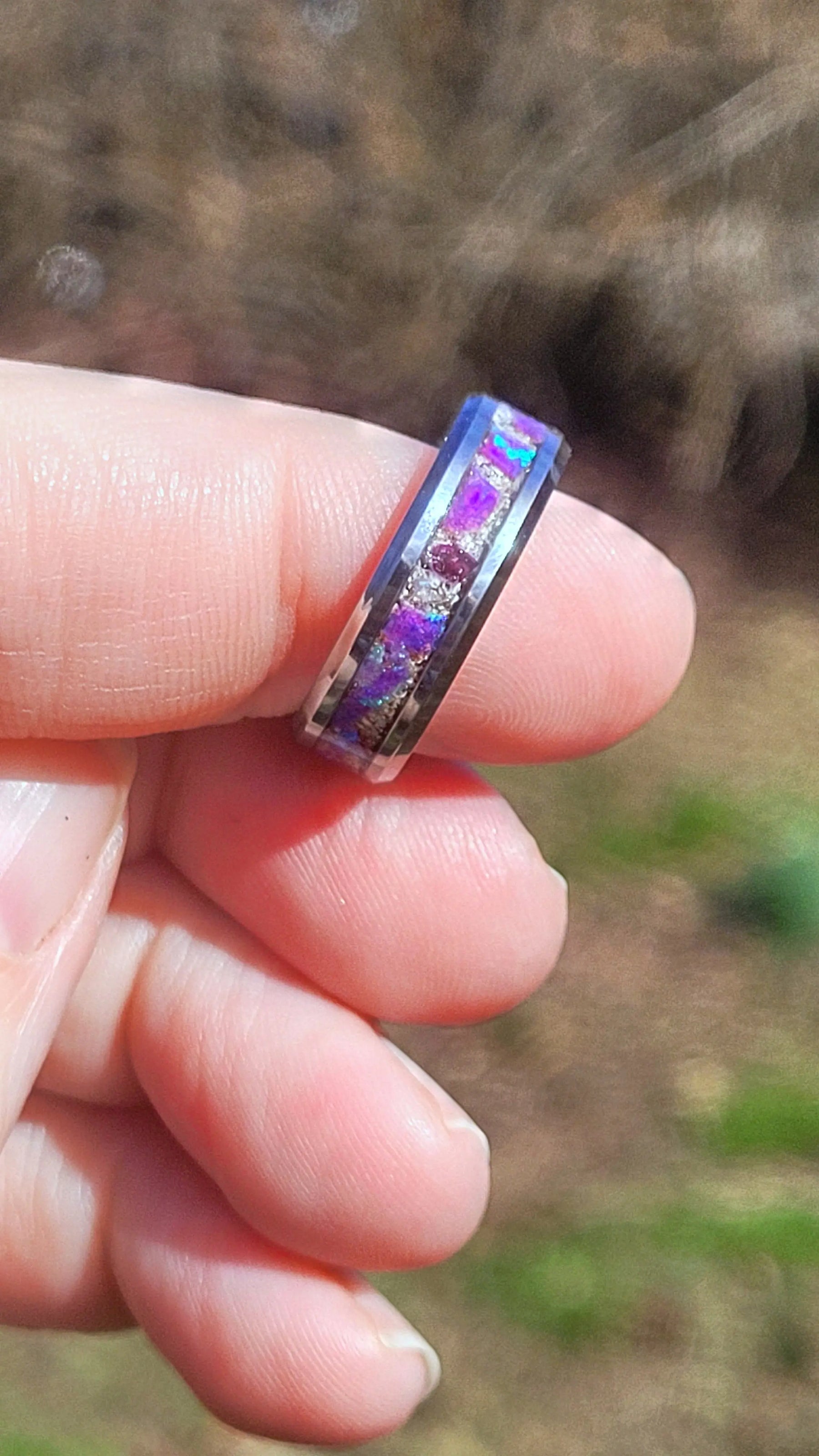Amethyst Opal & Ashes Ring by Cotton Street Art Company, handmade jewelry detail photo 9