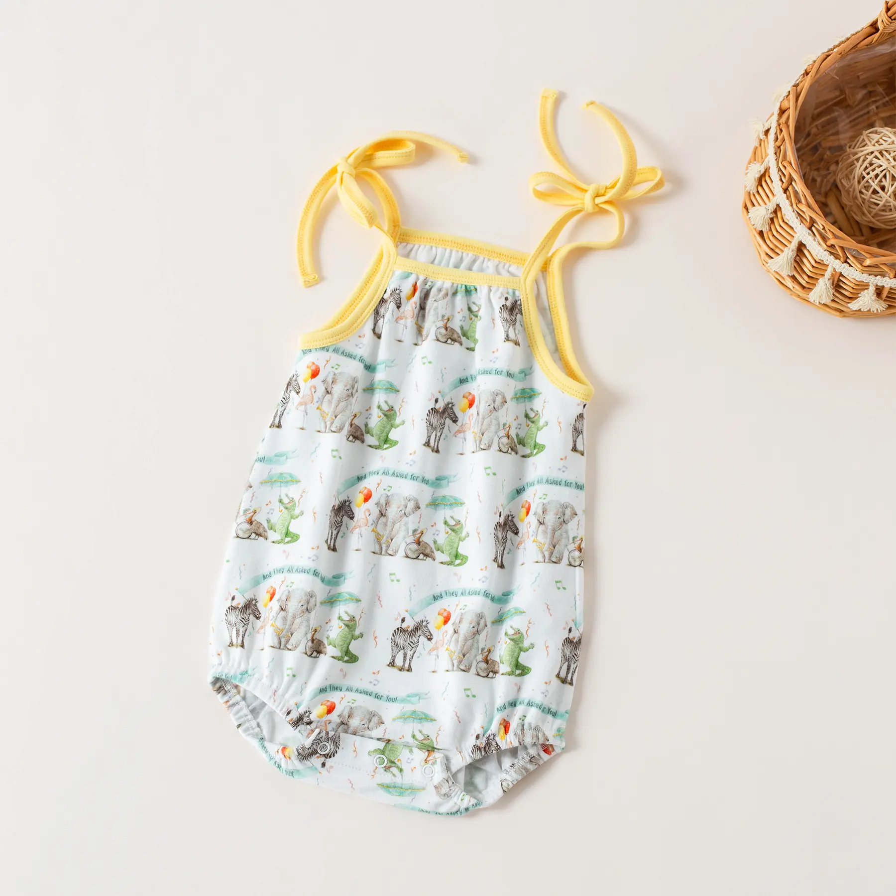 And They All Asked for You Organic Cotton Shoulder-Tie Onesie by Nola Tawk, Southern lifestyle apparel main product photo