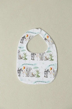 And They All Asked for You Organic Cotton Zoo Bib by Nola Tawk, children's boutique clothing main product photo