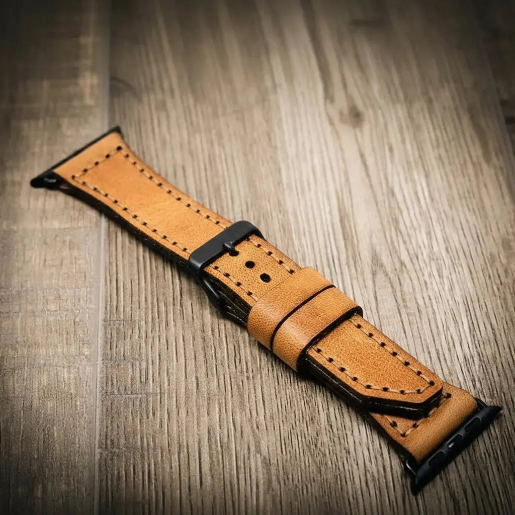 Handmade leather Apple Watch band by Bull Sheath Leather