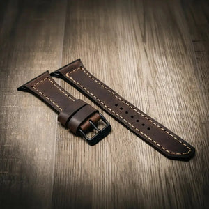 Handmade Texas leather Apple Watch band detail