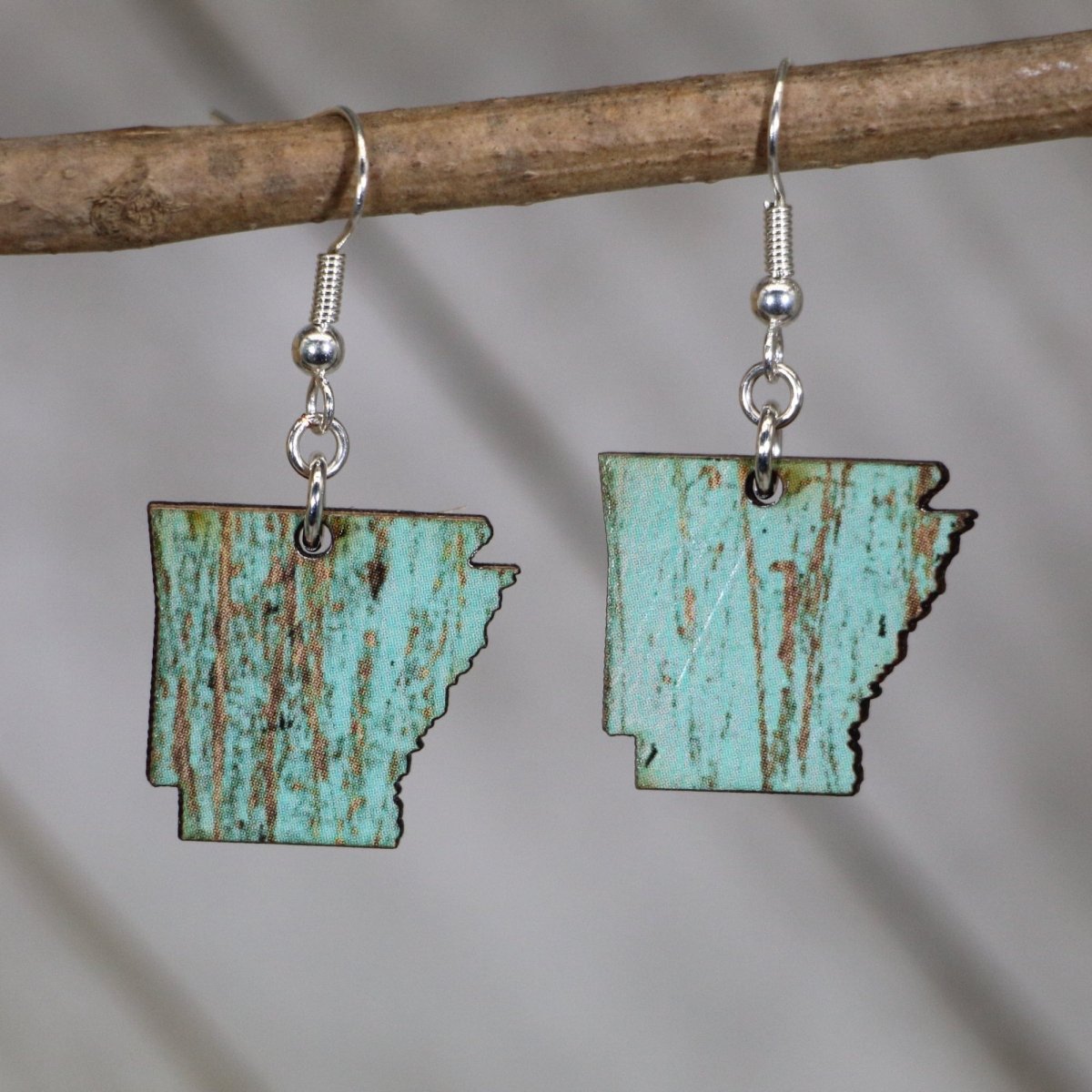 Arkansas State Wooden Earrings | Arkansas Pride Jewelry by Cate's Concepts, LLC