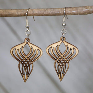 Gatsby Twist Wooden Dangle Earrings | Art Deco Vintage Jewelry detail view by Cate's Concepts, LLC