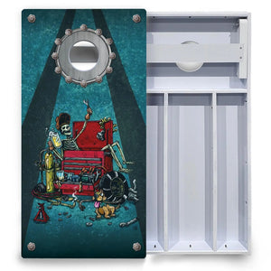 Artist Series Cornhole Boards - All Weather Series - Garage Life by Cornhole Solutions, custom cornhole board detail photo 4