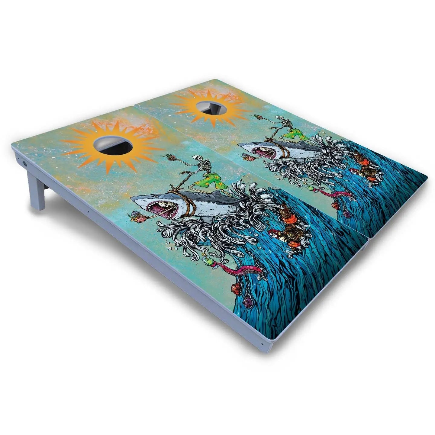 Artist Series Cornhole Boards - All Weather Series - Great White Wave by Cornhole Solutions, custom cornhole board detail photo 3