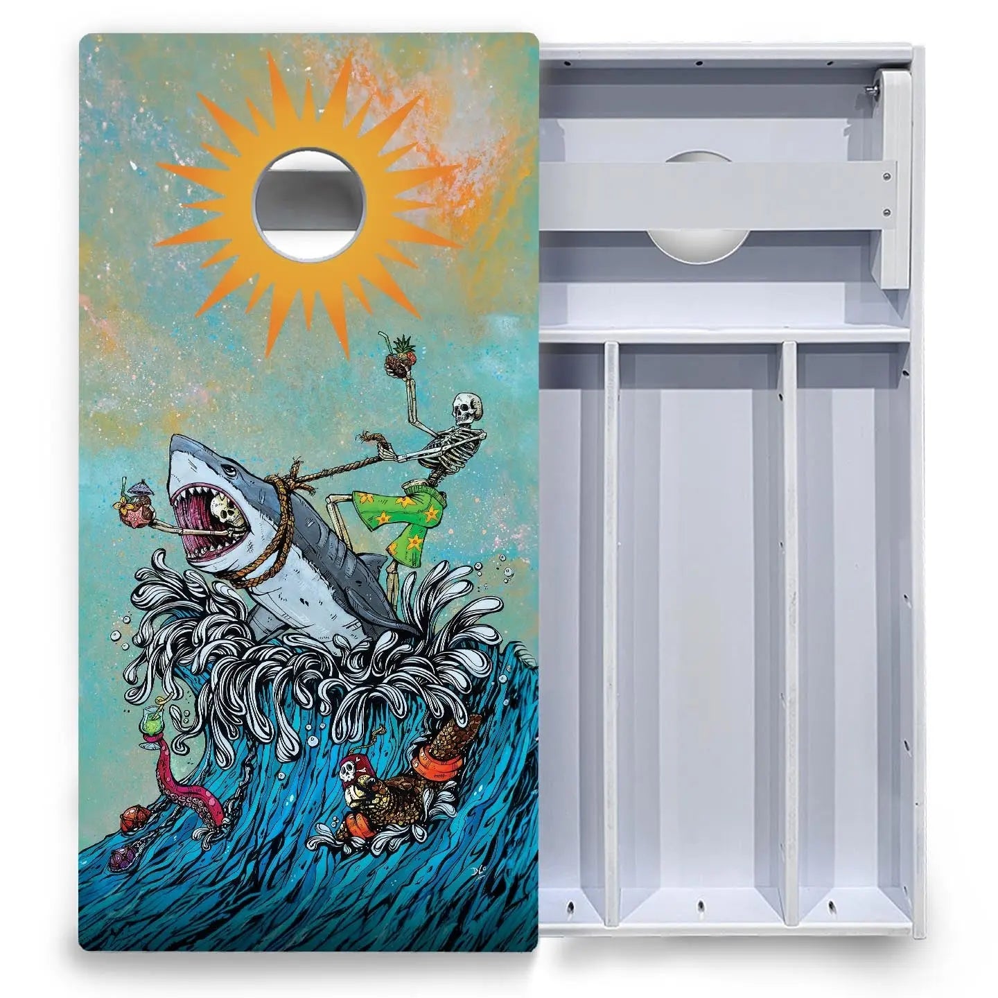 Artist Series Cornhole Boards - All Weather Series - Great White Wave by Cornhole Solutions, custom cornhole board detail photo 4