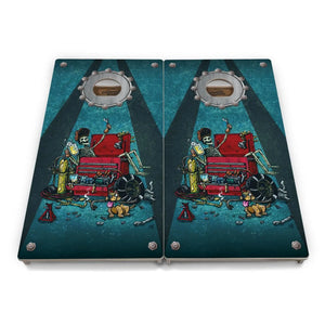 Artist Series Cornhole Boards - Professional Tournament Series - Garage Life by Cornhole Solutions, custom cornhole board detail photo 3