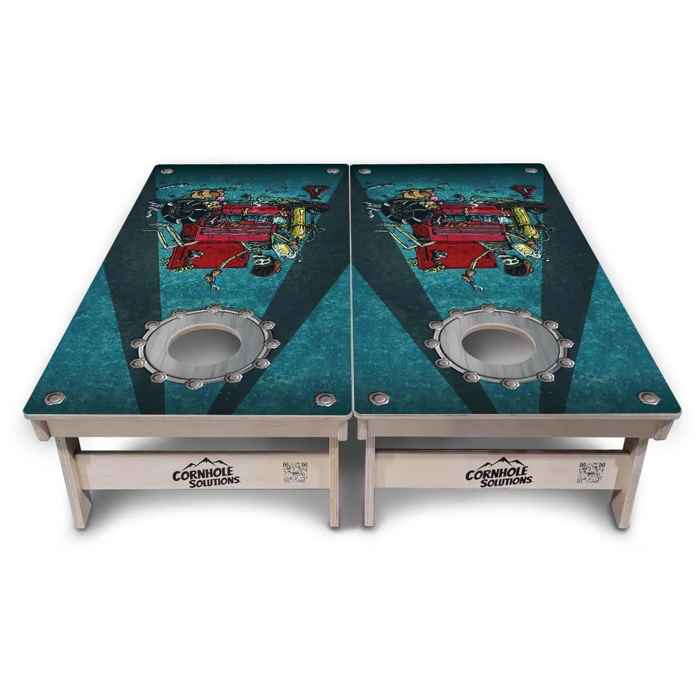 Artist Series Cornhole Boards - Professional Tournament Series - Garage Life by Cornhole Solutions, custom cornhole board detail photo 6