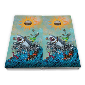 Artist Series Cornhole Boards - Professional Tournament Series - Great White Wave by Cornhole Solutions, custom cornhole board detail photo 2
