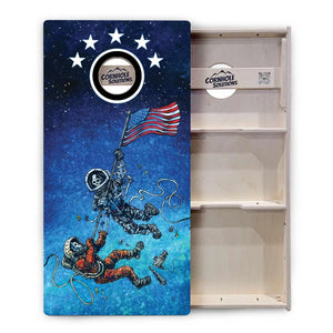 Artist Series Cornhole Boards - Professional Tournament Series - Space Race by Cornhole Solutions, custom cornhole board detail photo 3