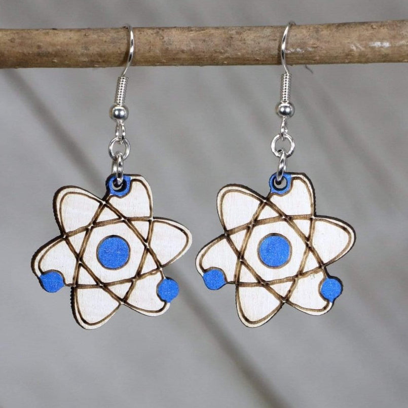 Atom Wooden Dangle Earrings | Science Jewelry by Cate's Concepts, LLC