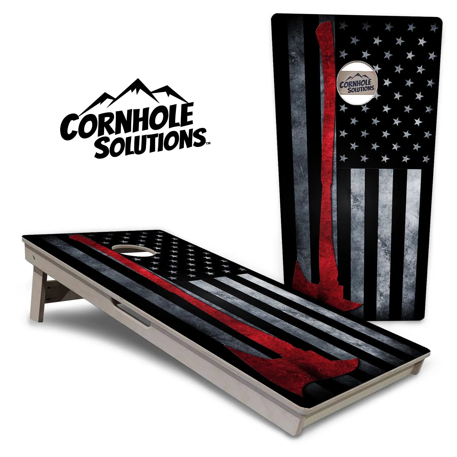 Axe Flag Cornhole Boards - Professional Tournament Series by Cornhole Solutions, custom cornhole board main product photo